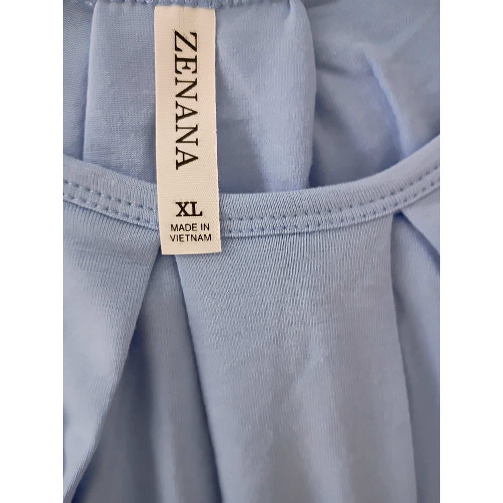 NWT ZENANA Periwinkle Blue Pleated Flowy Cami Tank XL Boho Lightweight Relax Fit - Picture 4 of 10